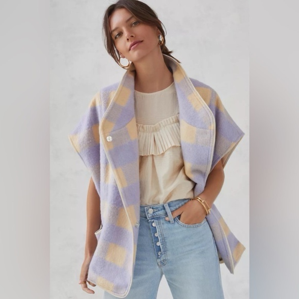 Anthropologie l Anderson & Lauth l Plaid Capelet Vest l One Size